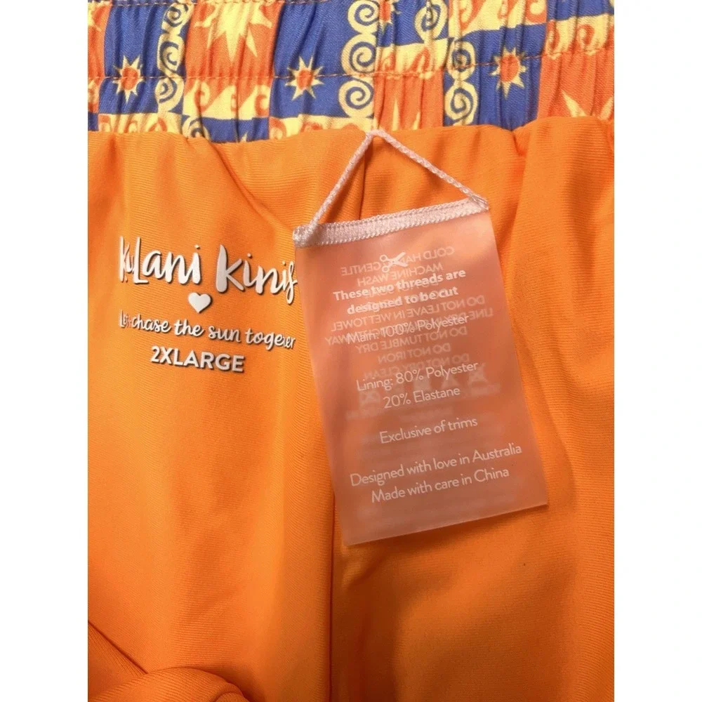 Kulani Kini's Swim Trunks Mens 2XL Celestial Sun AOP Pattern Funky Pool Shorts
